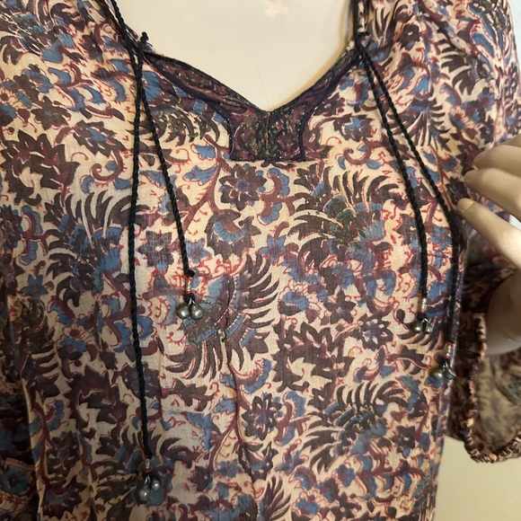 RARE VTG 70s Natasha Indian Cotton Gauze Pullover BLOUSE & SKIRT Boho Hippie SM - Picture 5 of 16